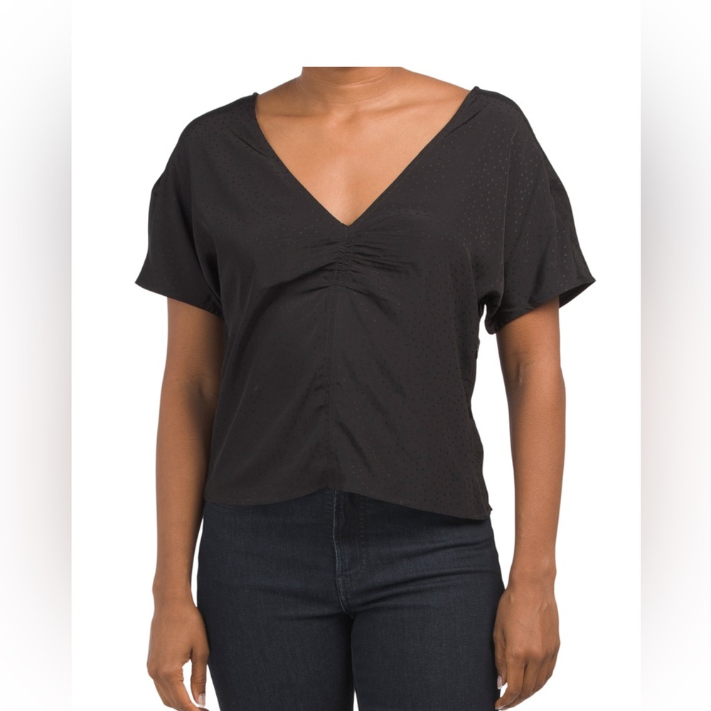 NWT Madewell Ruth Floral Jacquard Black top shirt size 2